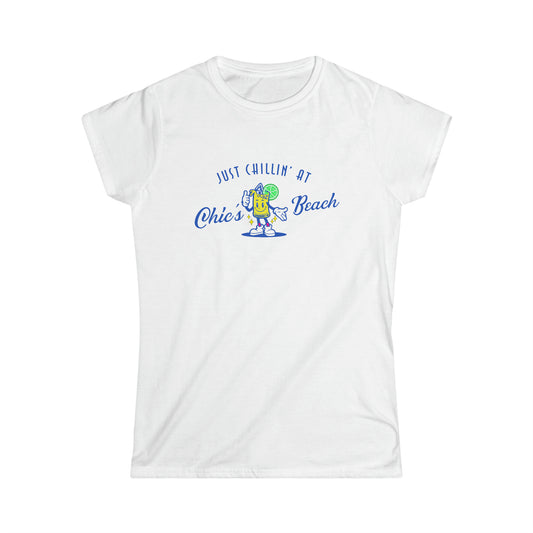 Just Chillin' at Chic's Beach (women's softstyle crew-neck)