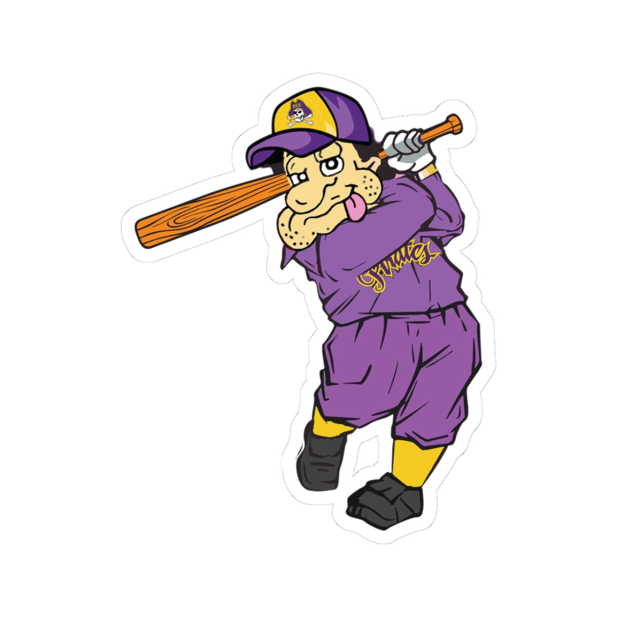 PKT - Phi Tau Freddy baseball player - Kiss-Cut Stickers – 2"x2" and 3"x3"