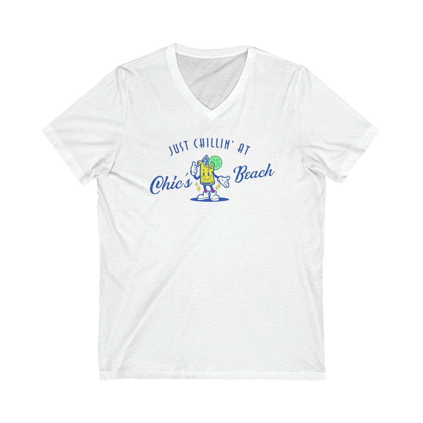 Just Chillin' at Chic's Beach (unisex v-neck)