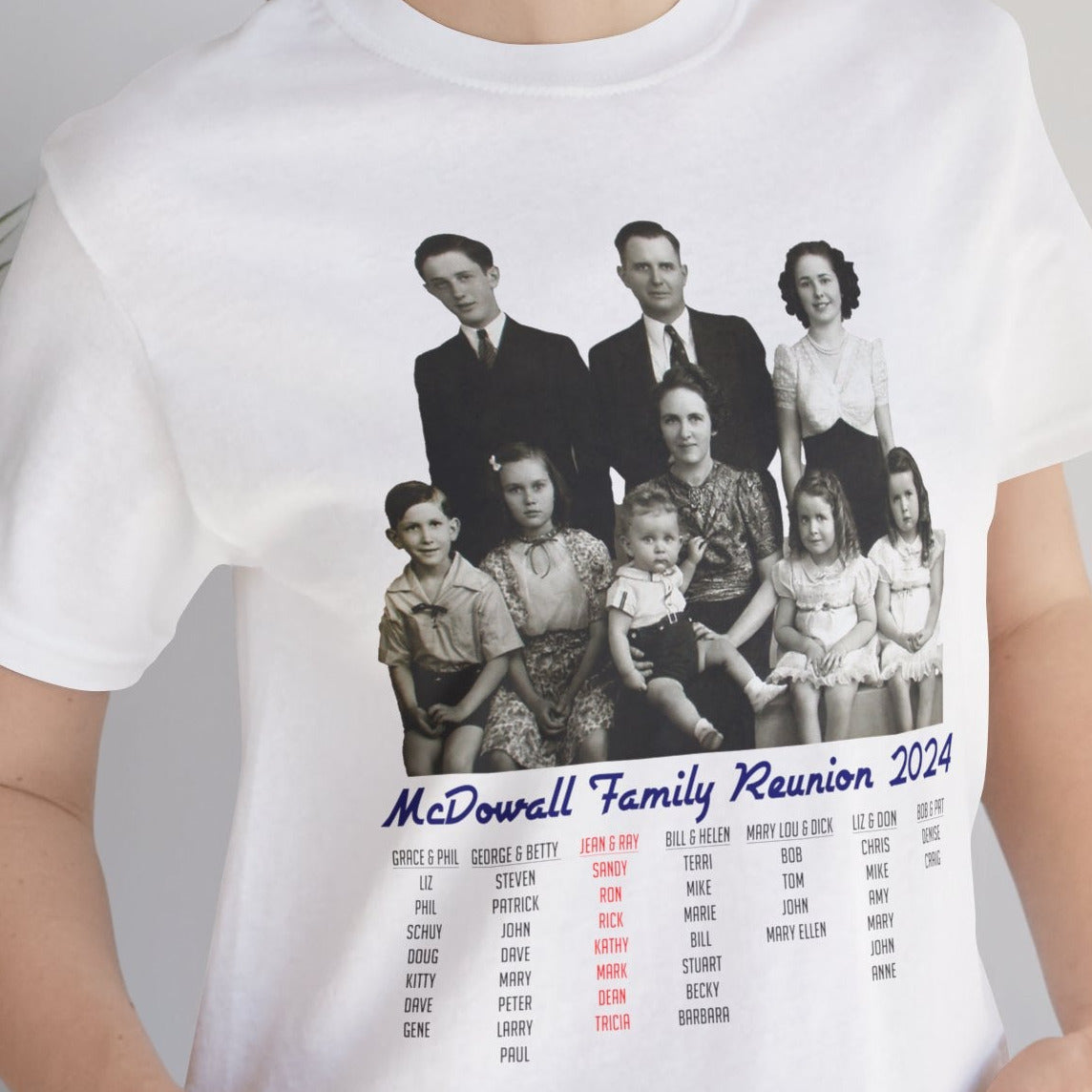 Jean & Ray - McDowall Family Reunion - (Short sleeve crew-neck- Front Design Only)