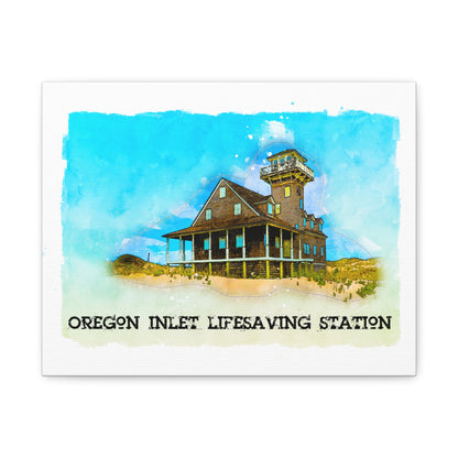 Oregon Inlet Life Saving Station (14" x 11" matte stretched canvas, 1.25" depth)