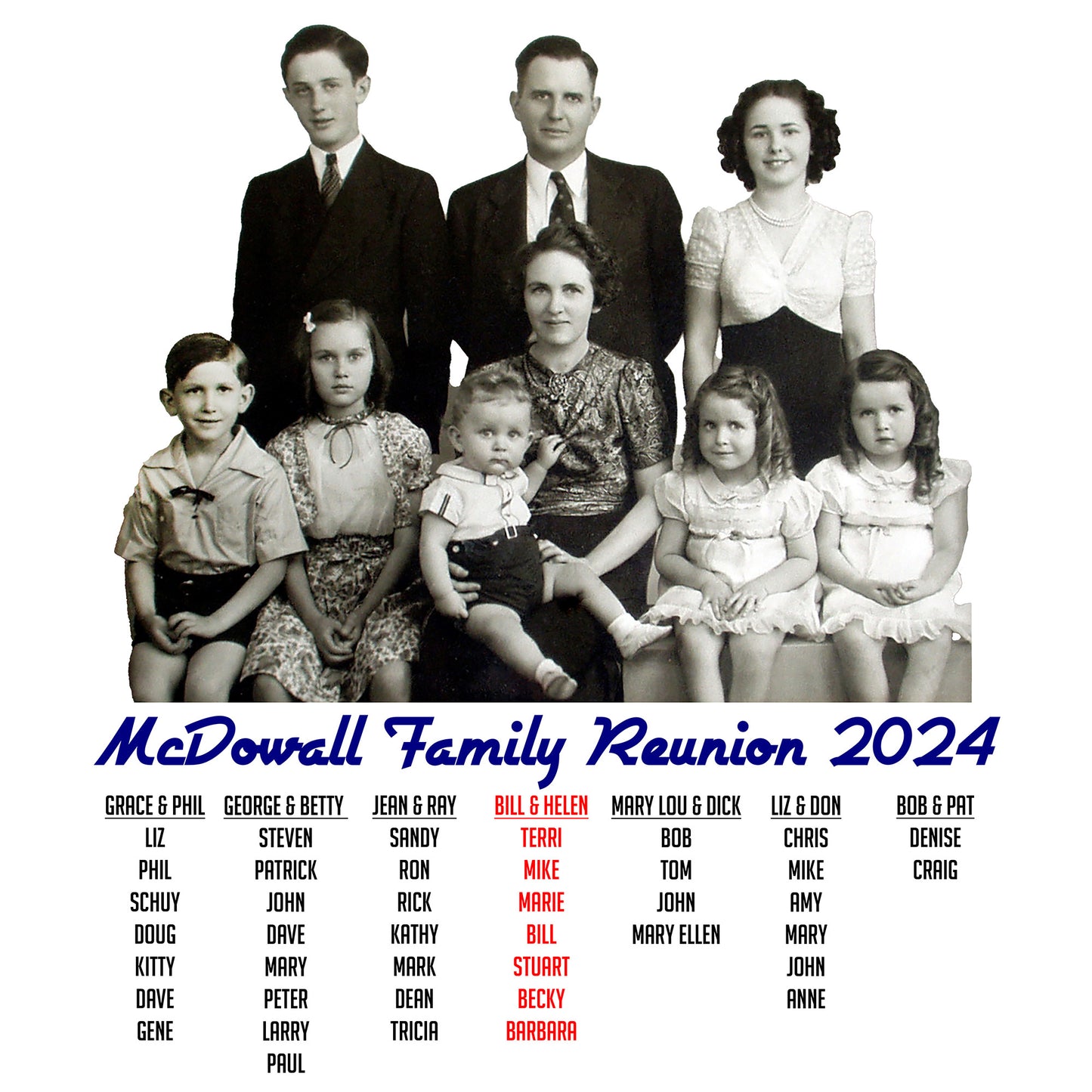 Bill & Helen - McDowall Family Reunion (Toddler Short Sleeve Tee - Front Design only)