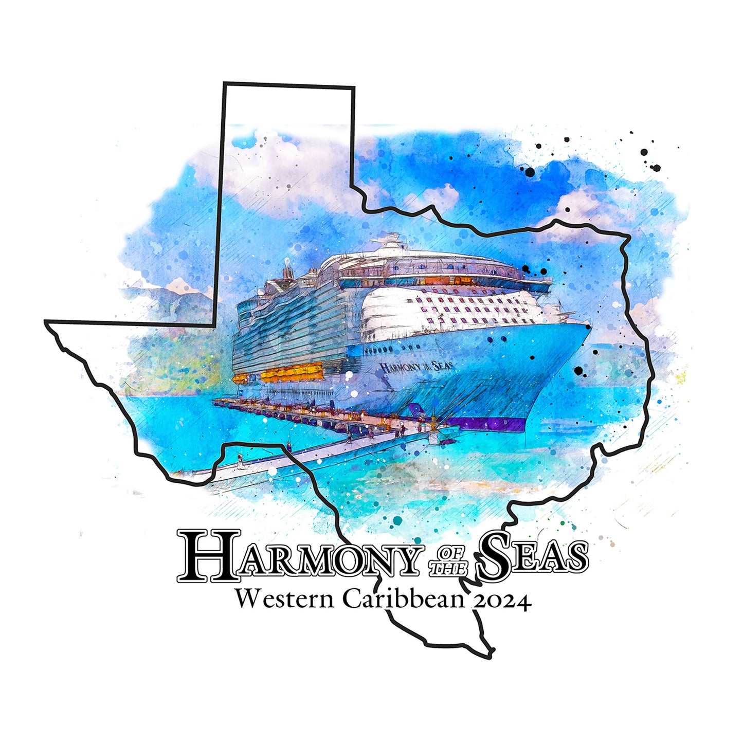 Harmony of the Seas, Western Caribbean, Galveston (unisex v-neck)