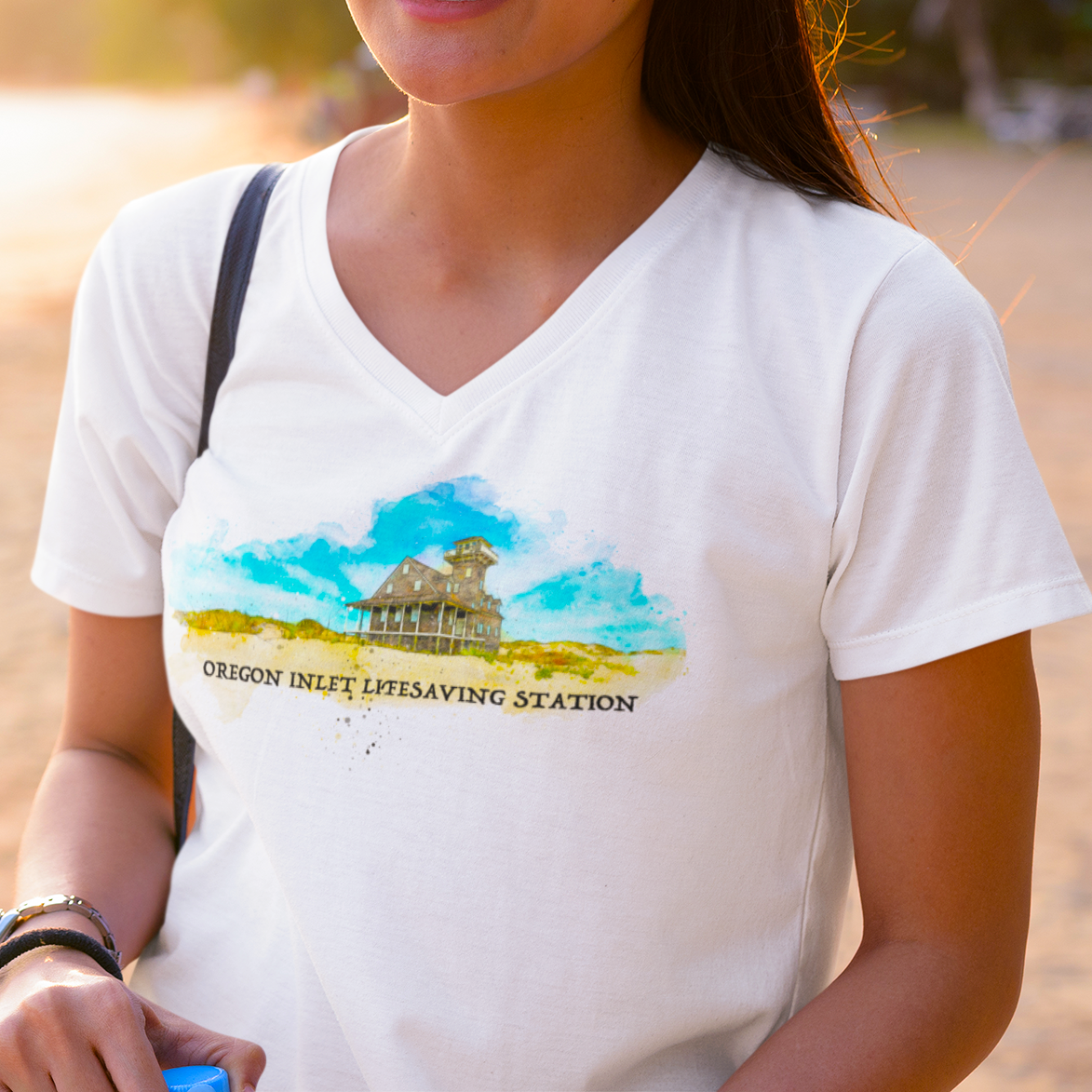 Oregon Inlet Life Saving Station (unisex v-neck)